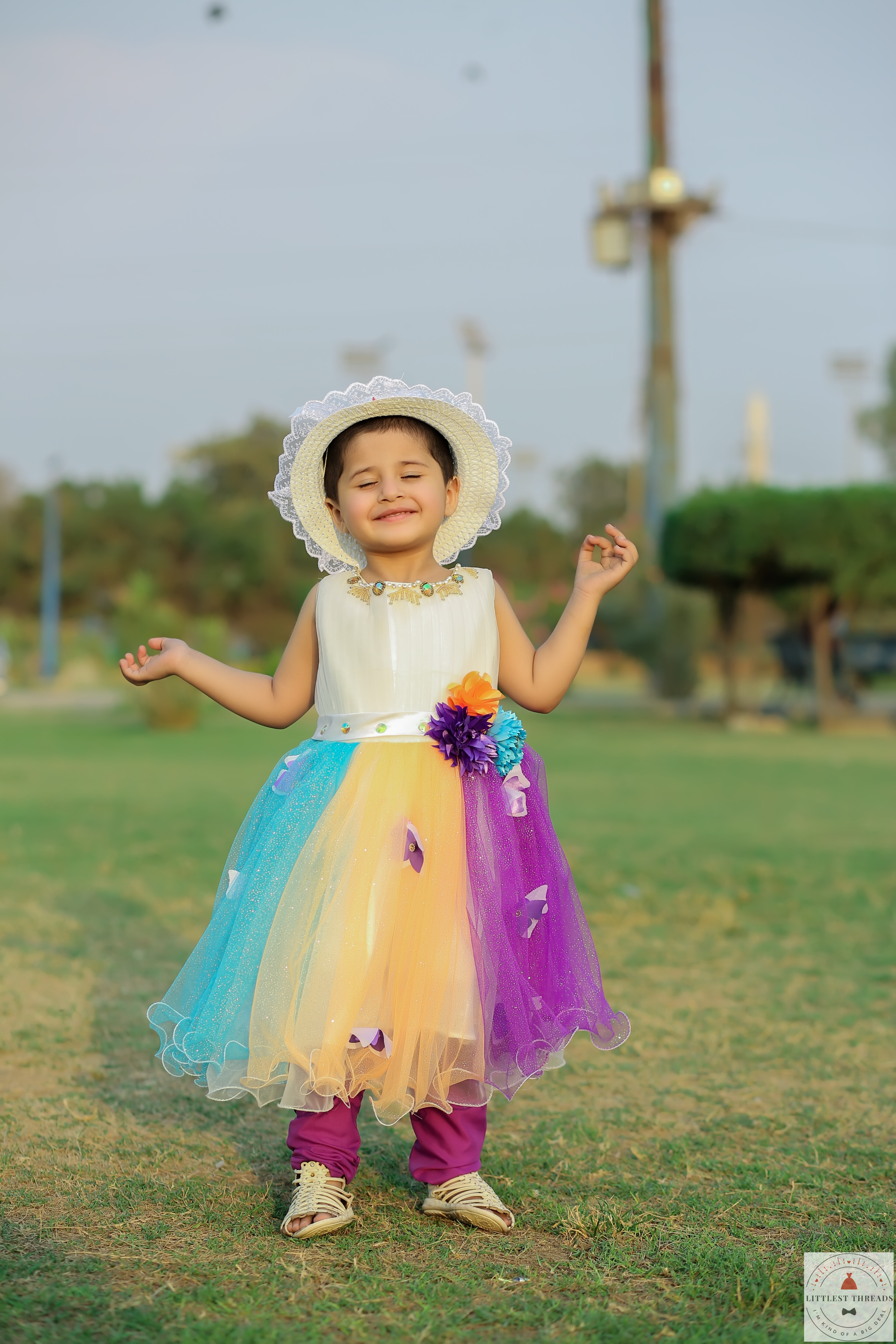 Multi Color Net Frock